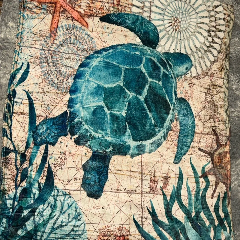 Teal Sea Turtle Coastal Throw